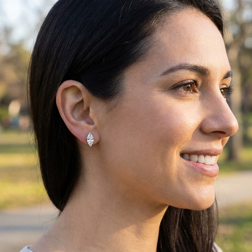 1.00 Cttw Marquise Cubic Zirconia V-Prong Solitaire Stud Earrings for Women