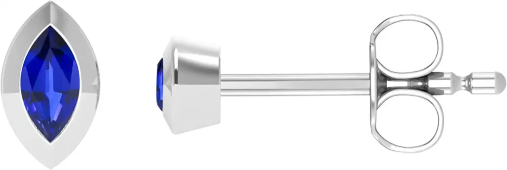 Round 4x2mm marquise lab-created gemstone solitaire bezel style stud earrings for women in 925 sterling silver