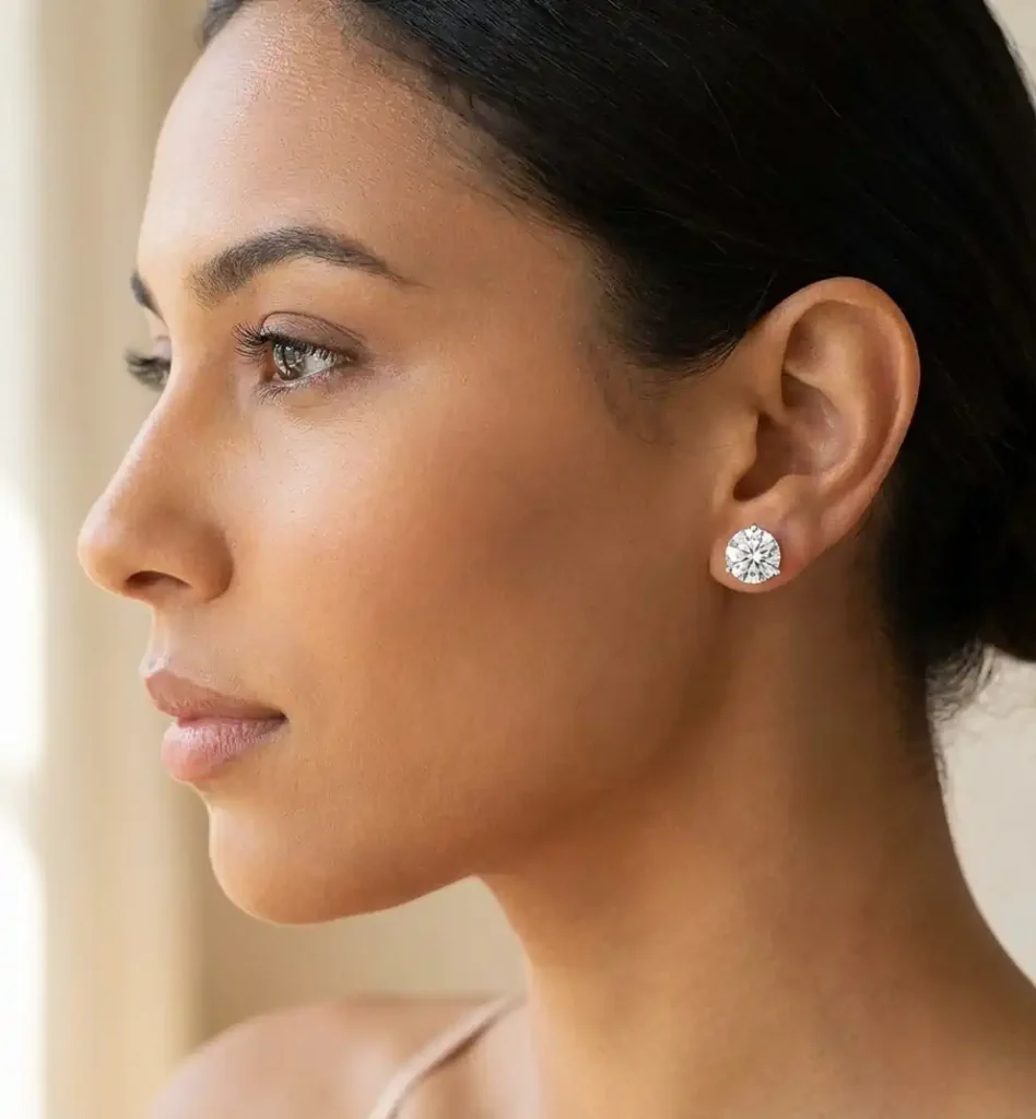 6ct CZ solitaire stud earrings