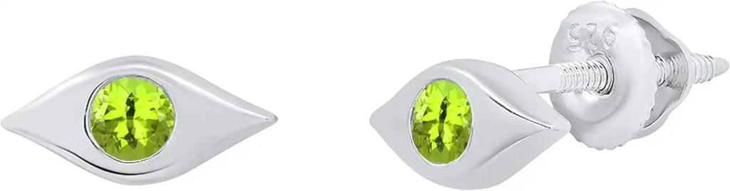 Round Gemstone Ladies Evil Eye Stud Earrings​