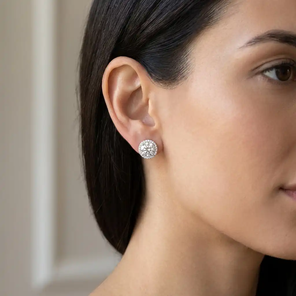 halo stud earrings for women