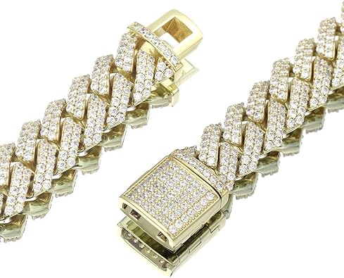 12mm Iced Out Cuban Link Chain Gold-Plated CZ Necklace for Men