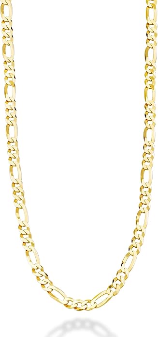 5mm Figaro Link Chain Gold-Plated Italian Style Necklace for Men
