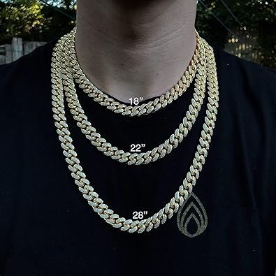Man wearing Iced Out Miami Cuban Link Chain Gold-Plated CZ Necklace