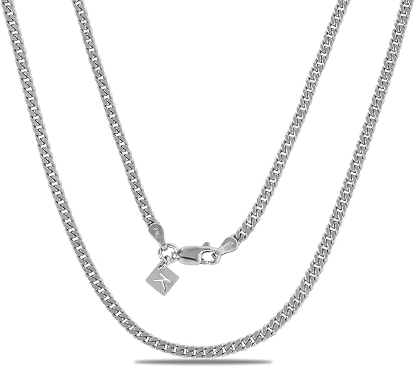 KEZEF 3mm 925 sterling silver Cuban link chain for men