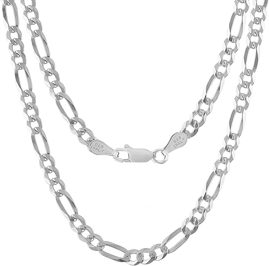 KISPER 5mm 925 sterling silver Figaro chain for men