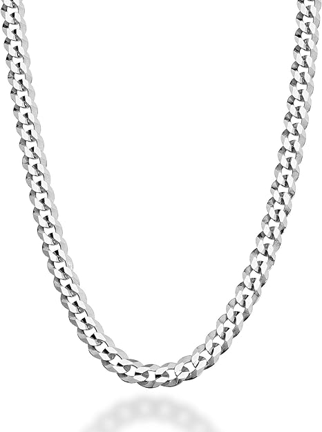 Miabella 5mm Italian 925 sterling silver Cuban link chain for men